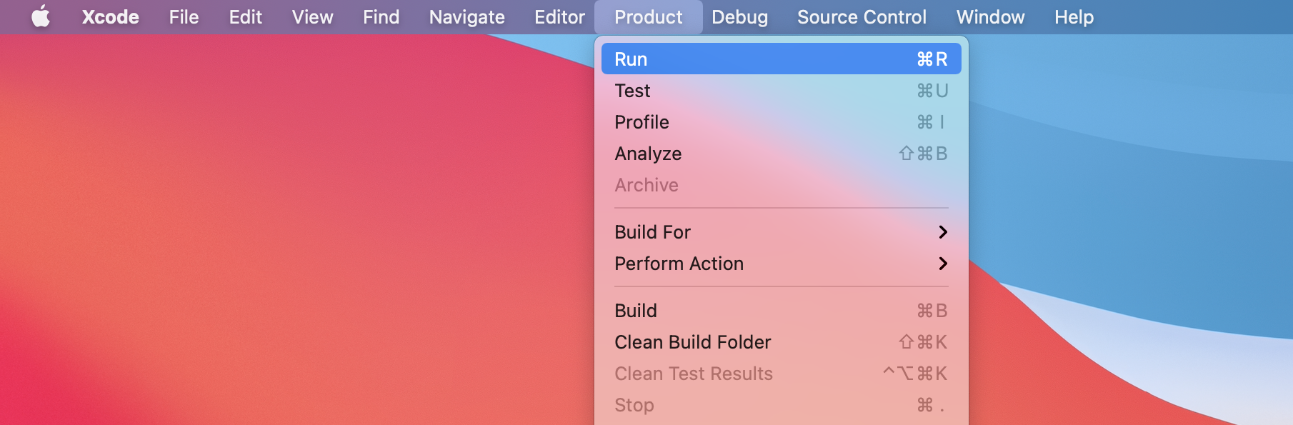 Product > Run