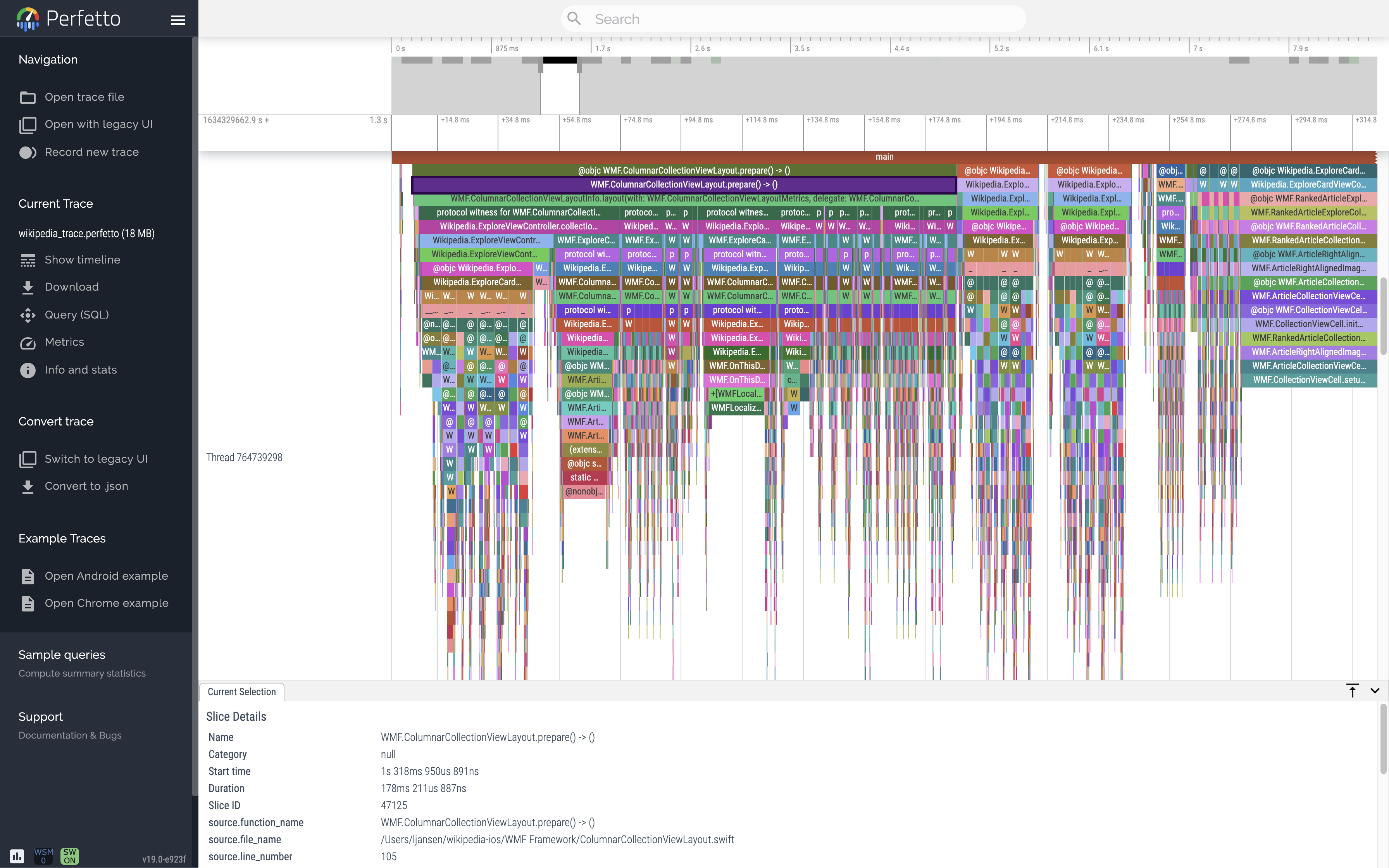 Wikipedia iOS app boot trace